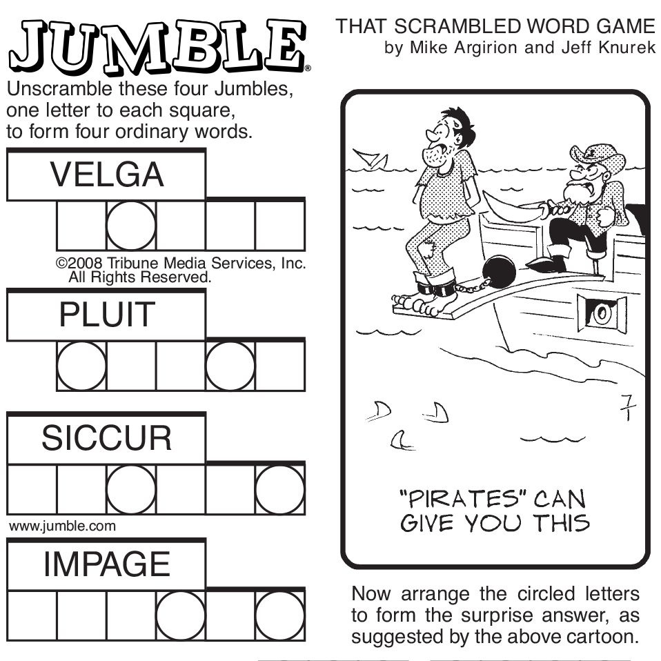 Sample Of Sunday Jumble | Tribune Content Agency | Stuff I Like - Jumble Puzzle Printable Free