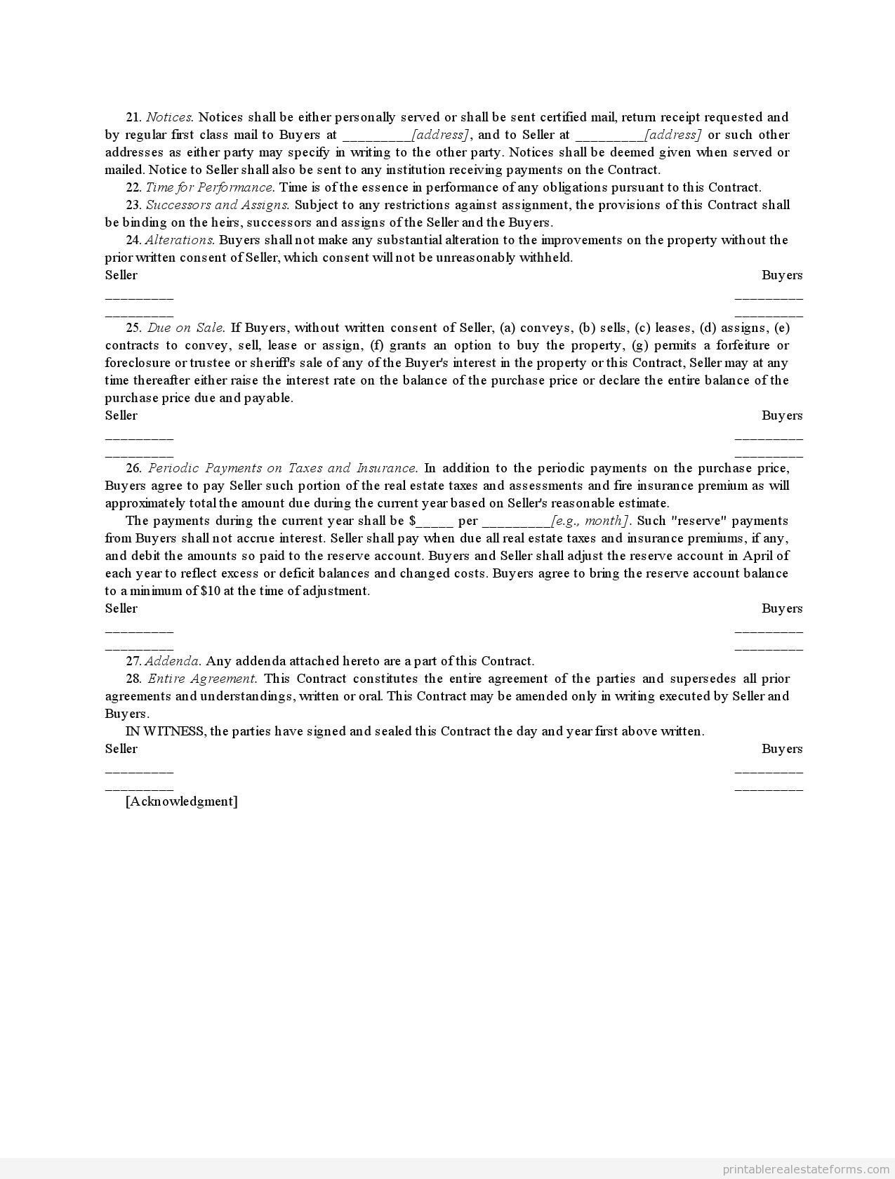 Sample Printable Installment Land Contract Form | Printable Real - Free Printable Land Contract Forms