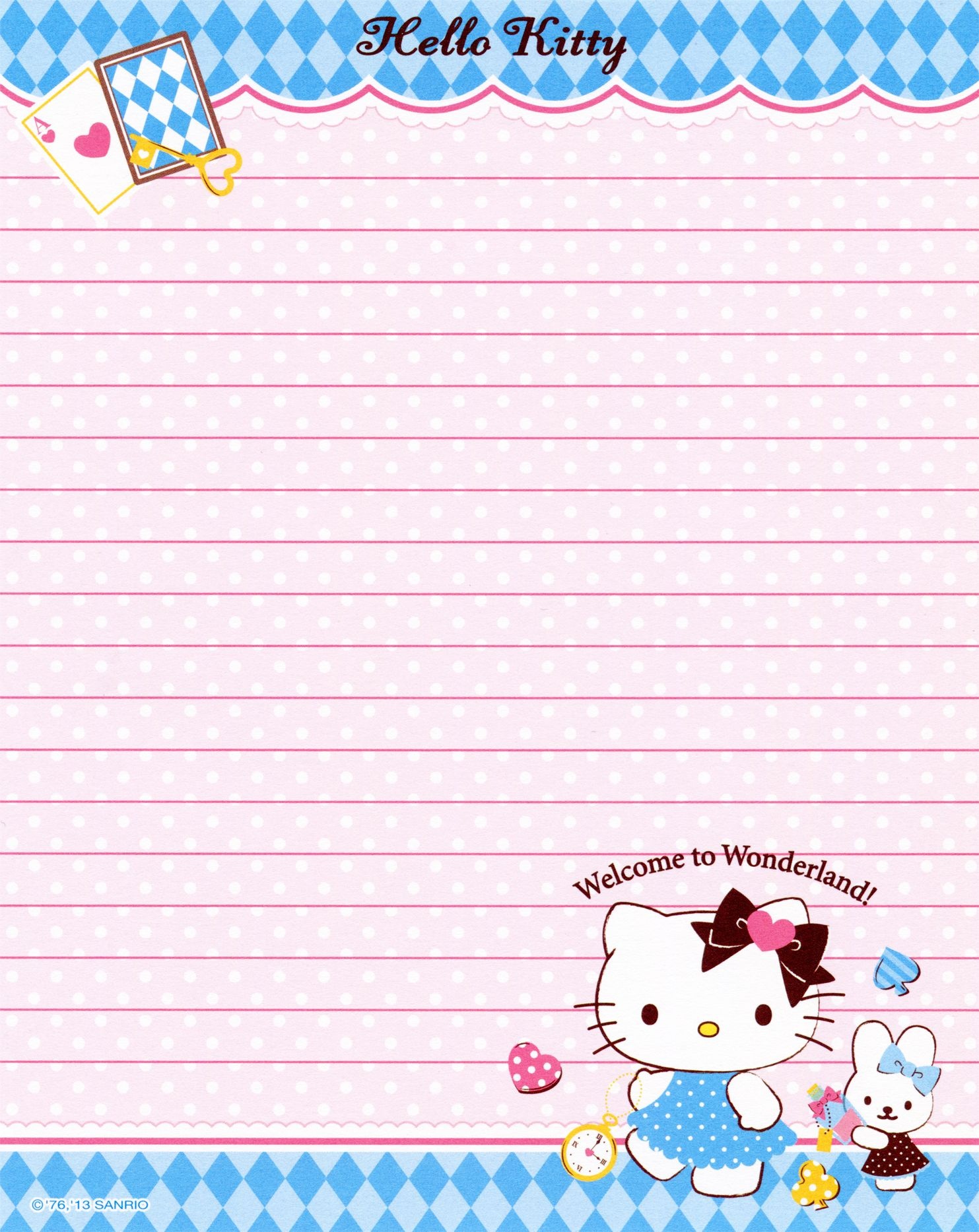 Sanrio - Hello Kitty - Memo Paper | Tags | Hello Kitty, Sanrio Hello - Free Printable Hello Kitty Stationery
