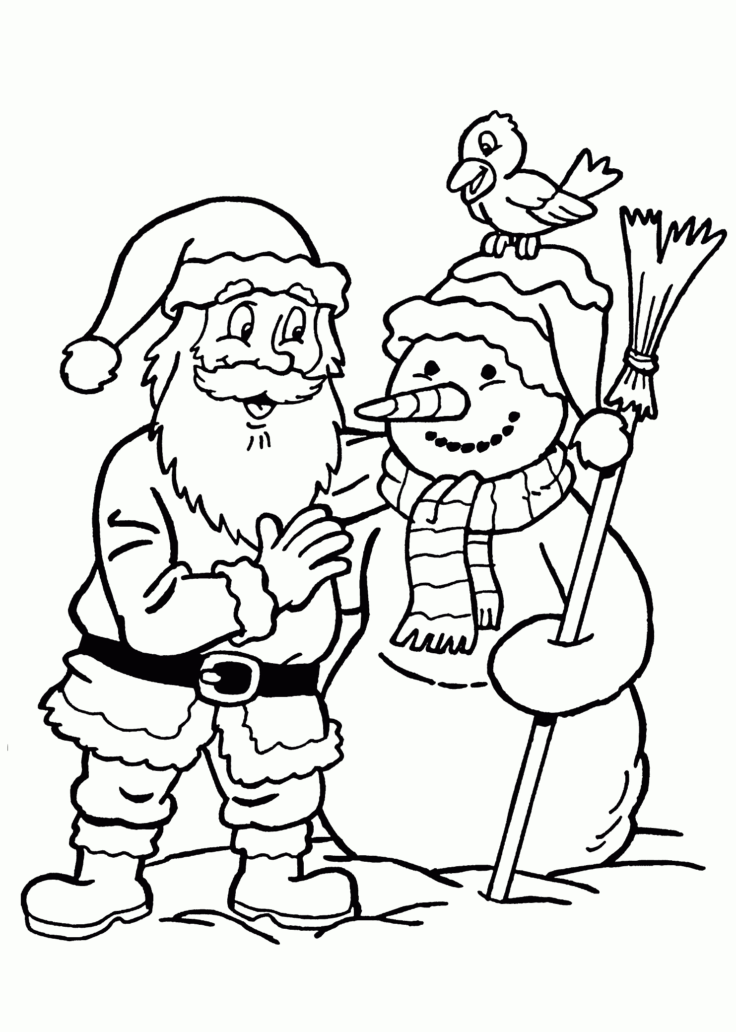 Santa Claus And Snowman Coloring Pages For Kids, Printable Free - Santa Coloring Pages Printable Free