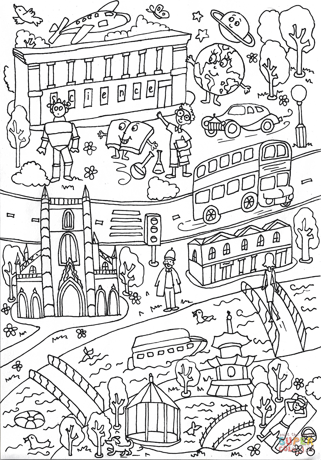 Science Museum And Battersea Park Coloring Page | Free Printable - Free Printable South Park Coloring Pages