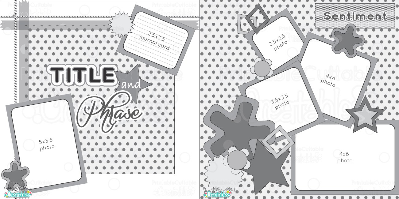 Scrapbook Layouts - Printable Cuttable Creatables - Free Printable Scrapbook Templates