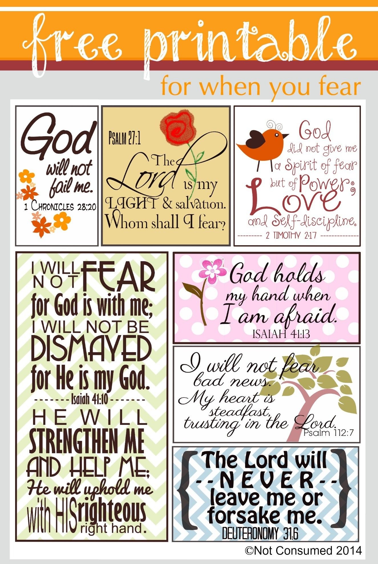 Scripture For When You Are Fearful | Bannie&amp;#039;s Bible Journaling - Free Printable Scripture Cards