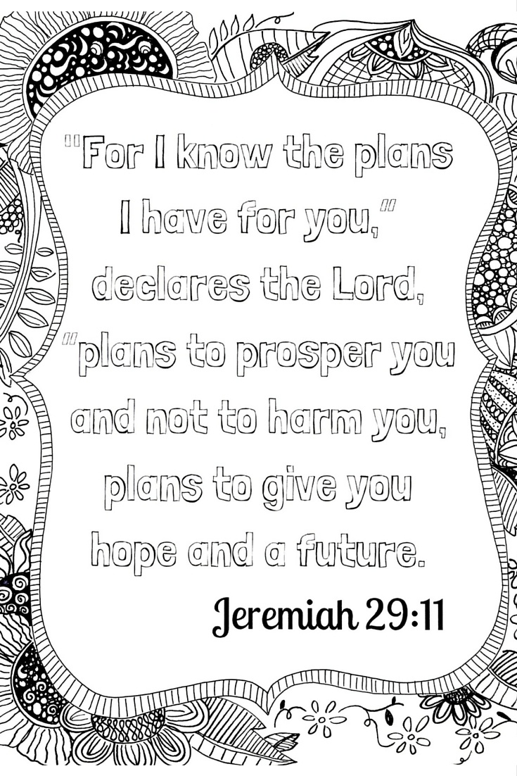 Scripture Meditation: Free Adult Coloring Printable - Family Style - Jeremiah 29 11 Free Printable