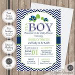 Sea Turtle Baby Shower Invitation Navy And Lime Green Chevron | Etsy   Free Printable Turtle Baby Shower Invitations
