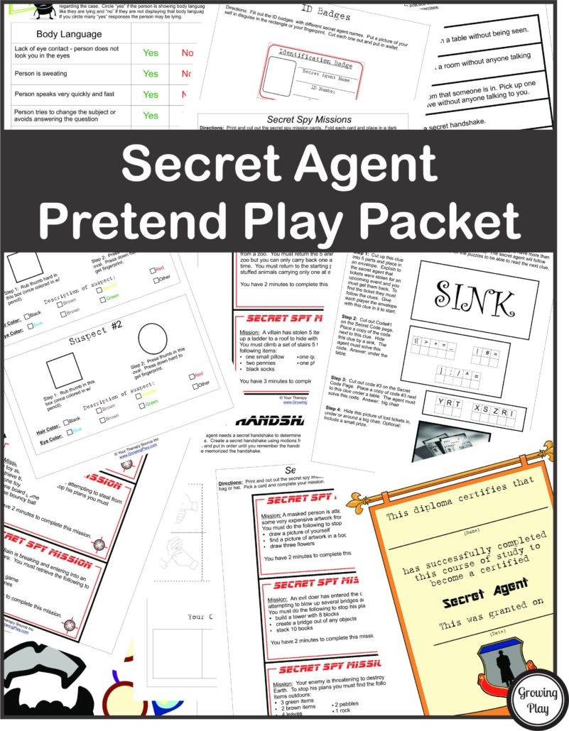 Secret Agent Pretend Play - Growing Play - Free Printable Detective Games