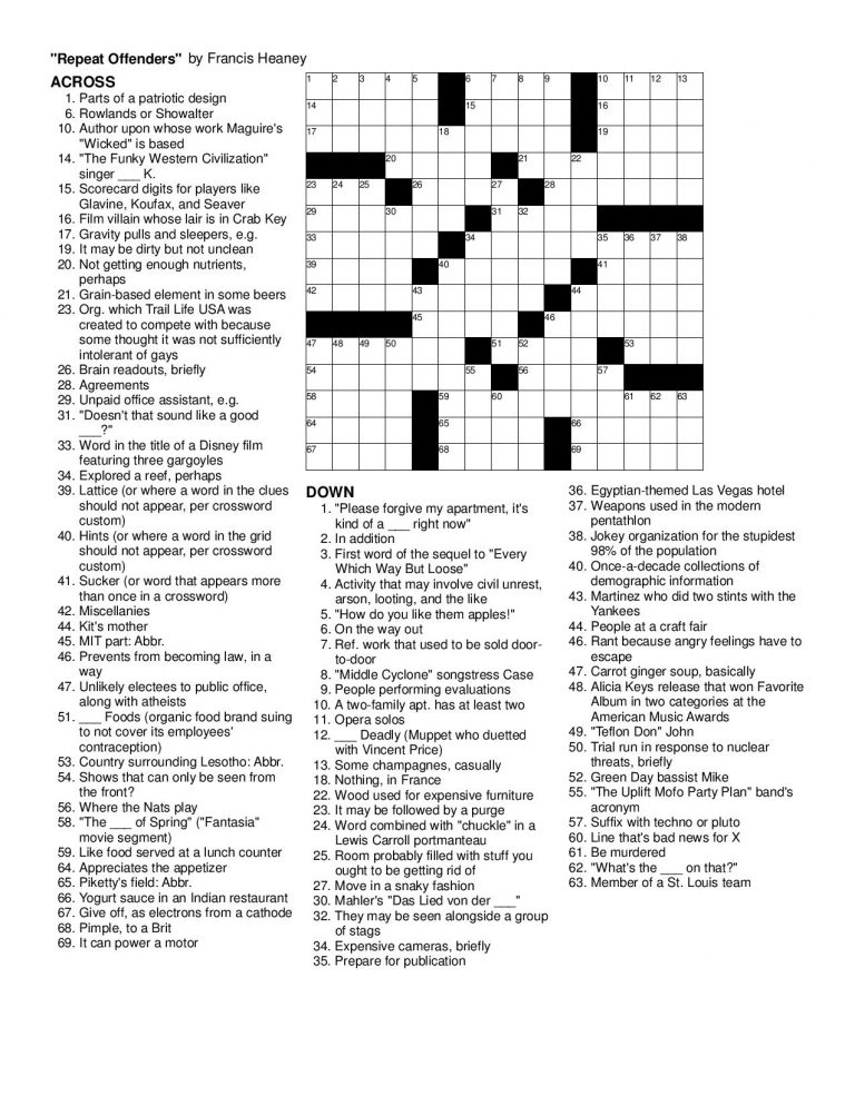 September | 2014 | Matt Gaffney's Weekly Crossword Contest - Merl ...