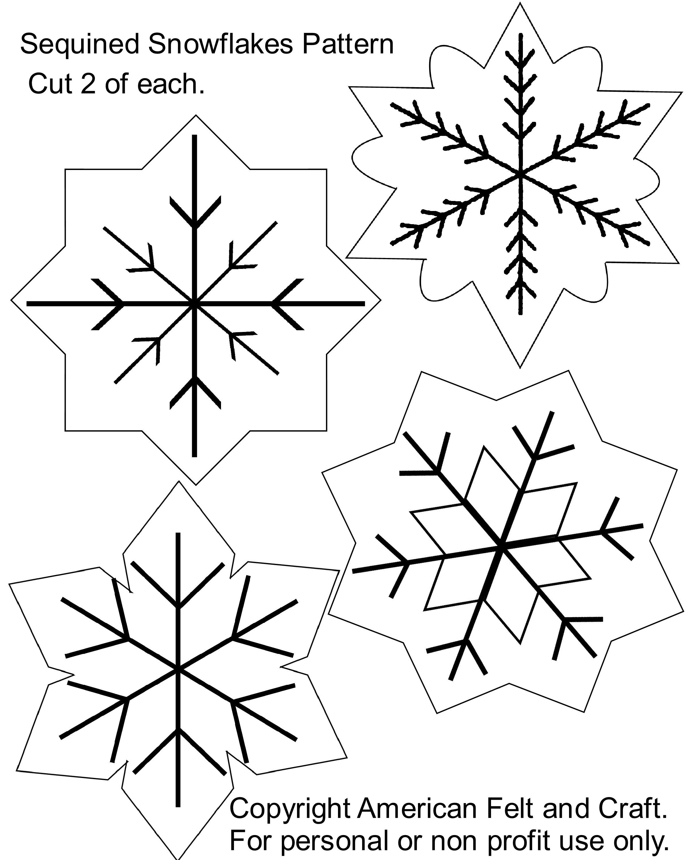 Sequin Snowflakes Felt Christmas Ornament Pattern | Felt Board - Free Printable Felt Christmas Ornament Patterns