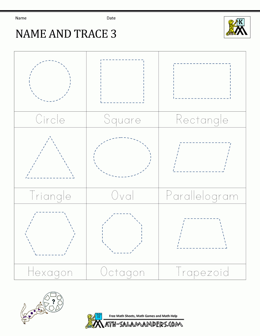 Shape Tracing Worksheets Kindergarten - Free Printable Name Tracing Worksheets