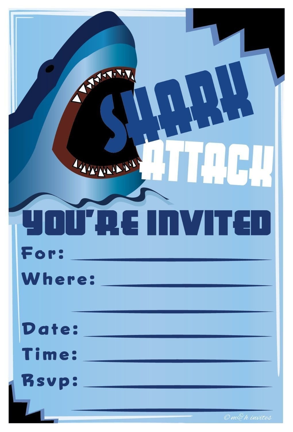 Shark Invitations Free Printable - Shark Invitations Free Printable