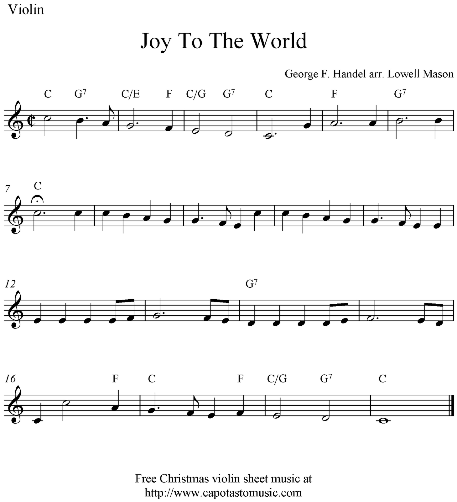 Sheet Music Violin | Joy To The World, Free Christmas Violin Sheet - Free Printable Christmas Sheet Music For Alto Saxophone