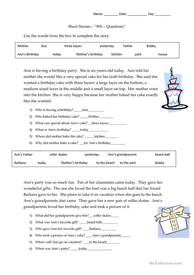 Short Stories Wh-Questions - Answers Worksheet - Free Esl Printable - Free Printable 5 W&amp;amp;#039;s Worksheets