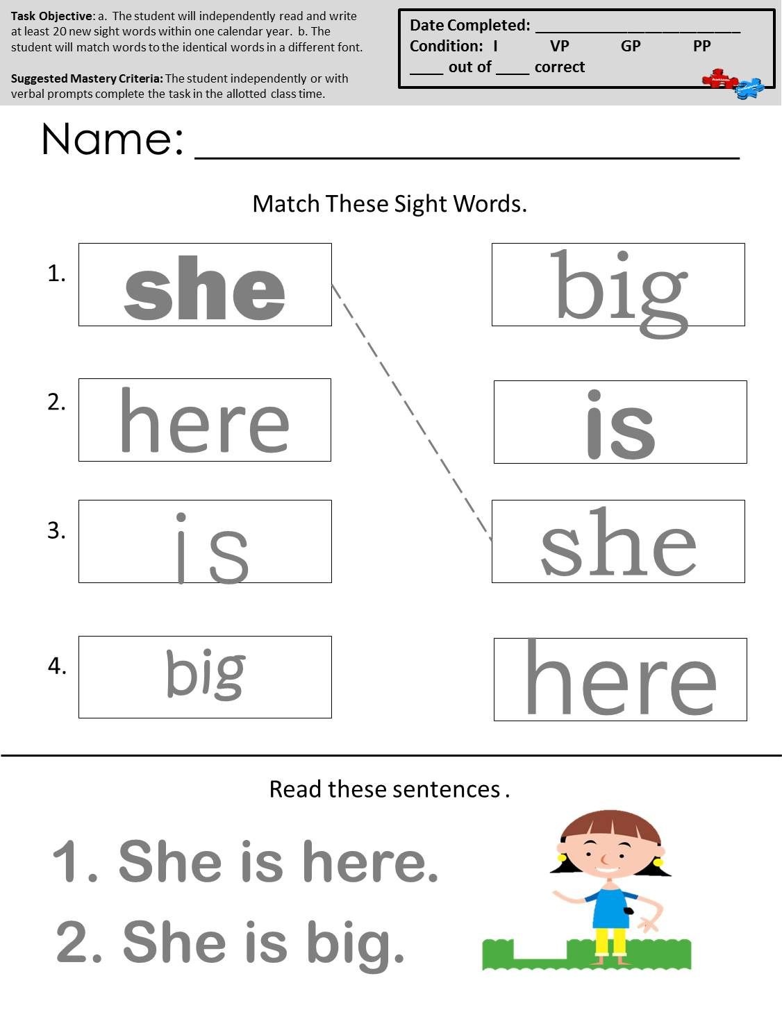 Sight Word Worksheets And Other Free Printables Available At - Free Printable Autism Worksheets