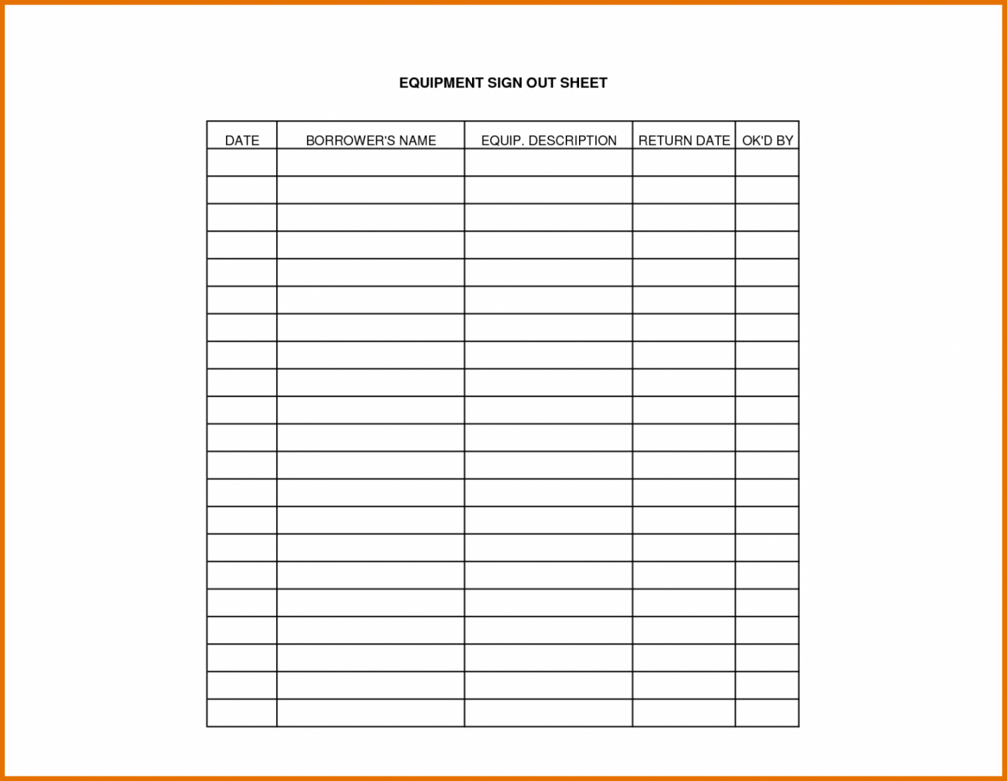 Printable Sign In And Out Sheets