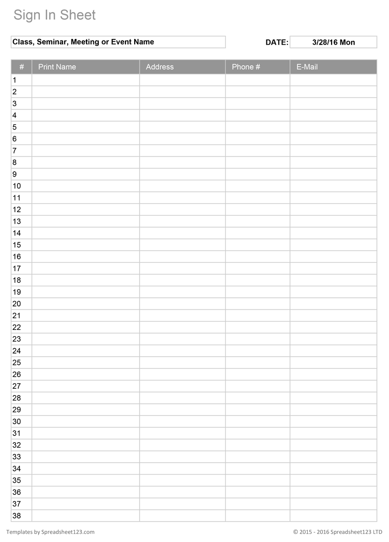 Sign Sheet - Tutlin.psstech.co - Free Printable Vital Sign Sheets