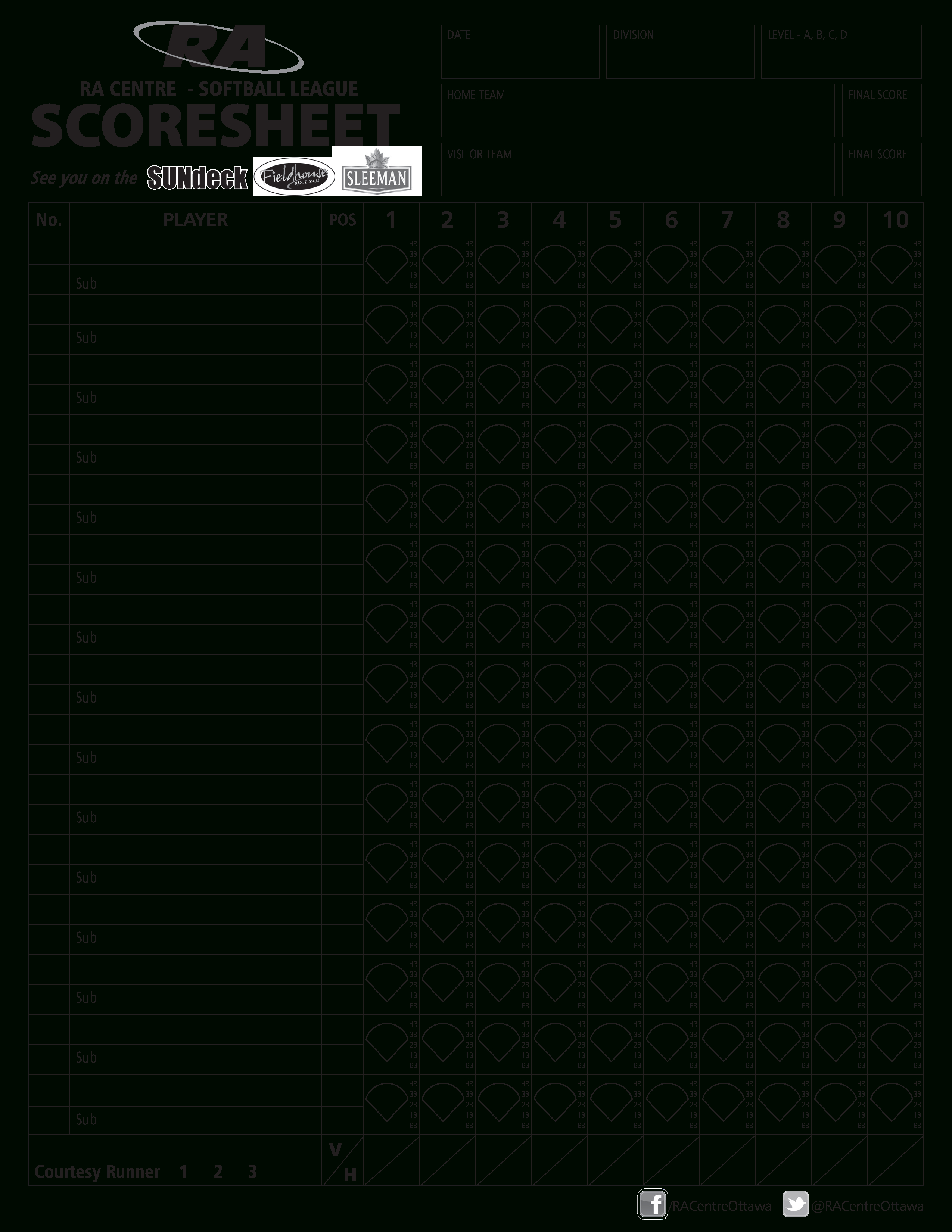Simple Softball Score Sheet | Templates At Allbusinesstemplates - Free Printable Softball Stat Sheets