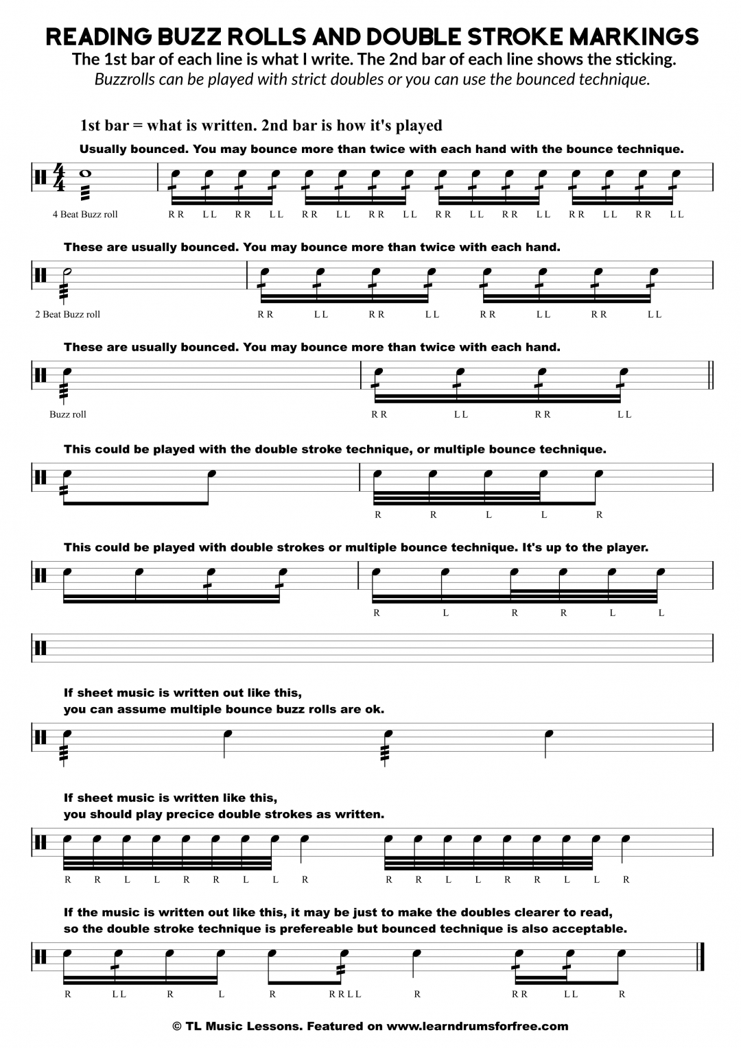 Printable Snare Drum Sheet Music