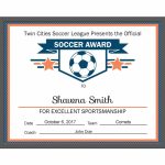 Soccer Certificate Template   Free Printable Soccer Certificate Templates