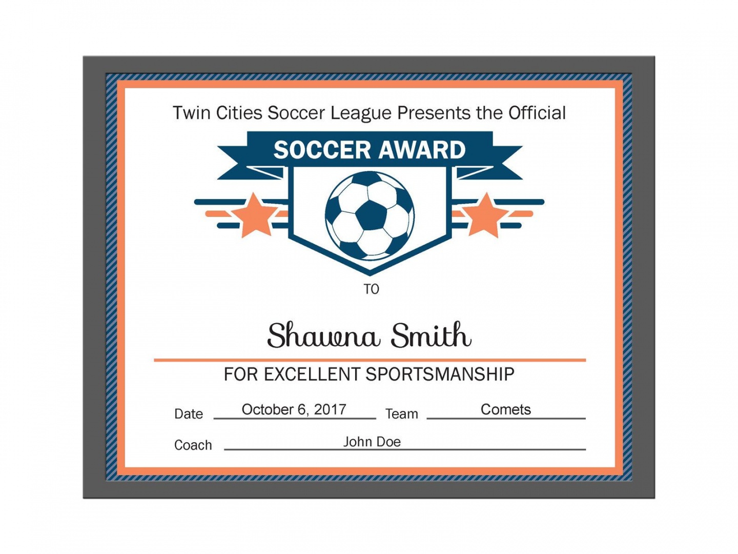 Soccer Certificate Template - Free Printable Soccer Certificate Templates
