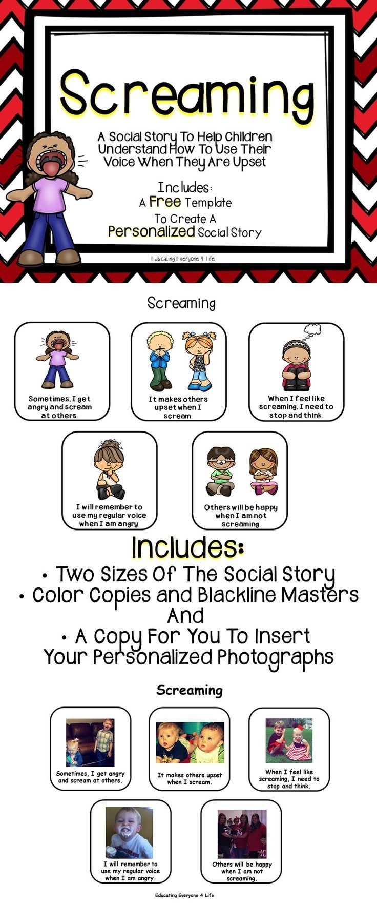 Social Story - Screaming | Visuals For Special Ed | Soziales Lernen - Free Printable Social Stories For Kids