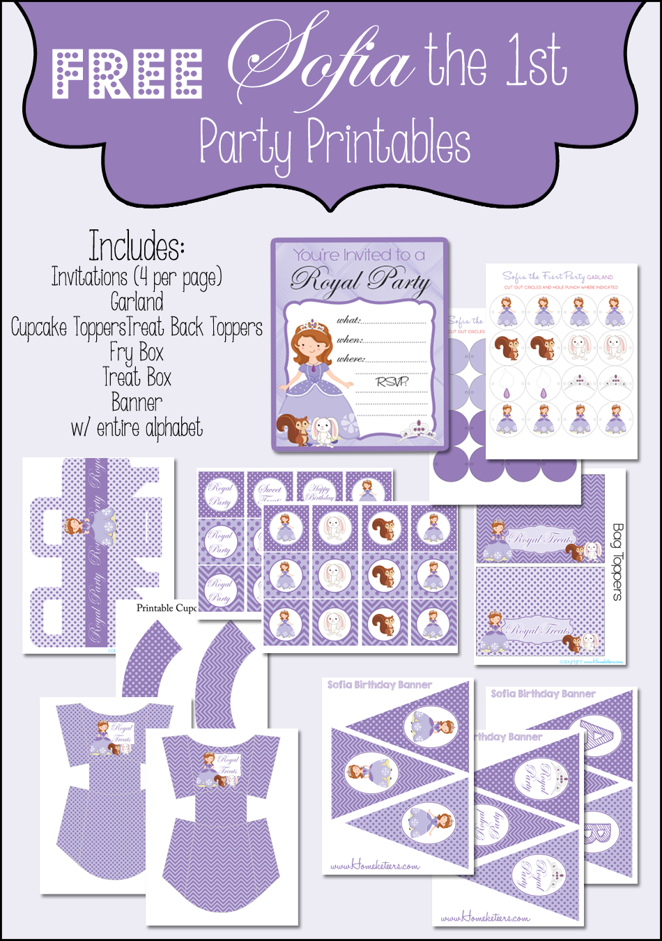 Sofia The First Printable Party Set ~ Free - Free Printable Sofia Cupcake Toppers