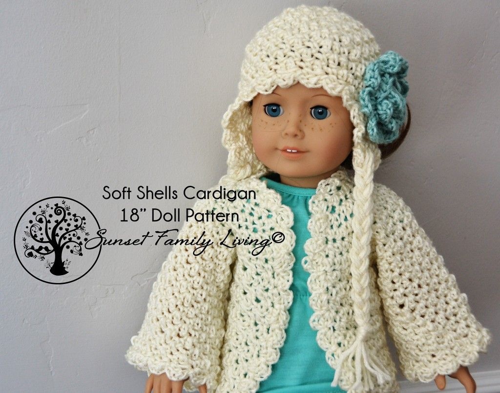 Soft Shells Cardigan For 18″ Dolls – Sunset Family Living | 18 Inch - Free Printable Crochet Doll Clothes Patterns For 18 Inch Dolls