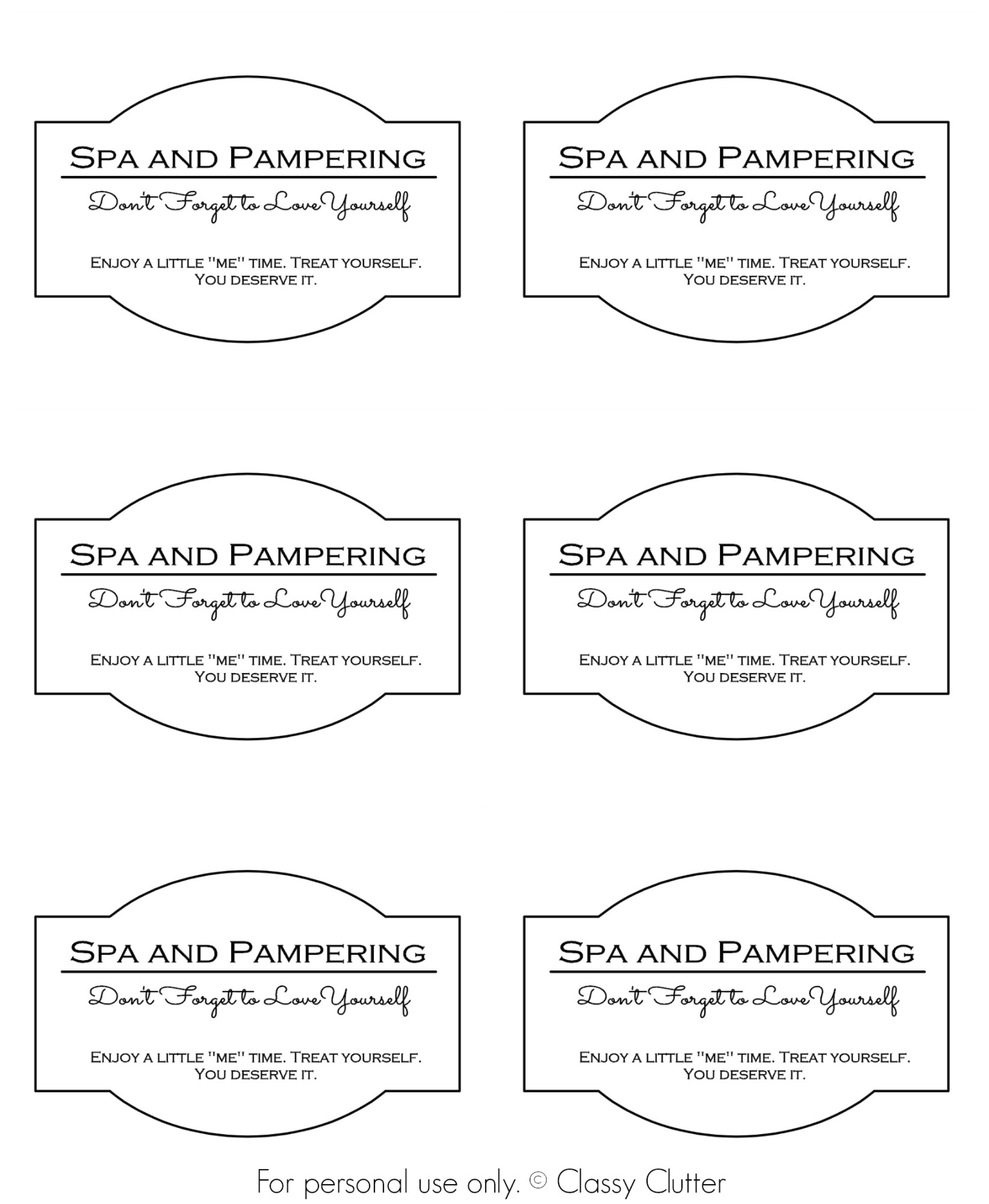Spa And Pampering In A Jar - Classy Clutter - Spa In A Jar Free Printable Labels