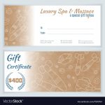 Spa Massage Gift Certificate Template Royalty Free Vector With   Free Printable Massage Gift Certificate Templates