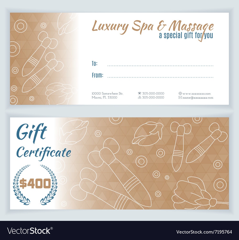 Spa Massage Gift Certificate Template Royalty Free Vector With - Free Printable Massage Gift Certificate Templates