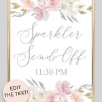 Sparkler Send Off Printable Sign (Blush Floral) | Free Wedding   Free Printable Wedding Sparkler Sign