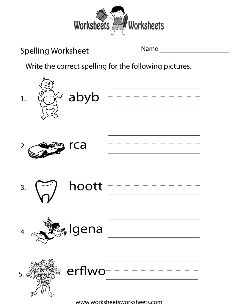 Spelling Test Worksheet - Free Printable Educational Worksheet - Free Printable Spelling Worksheets