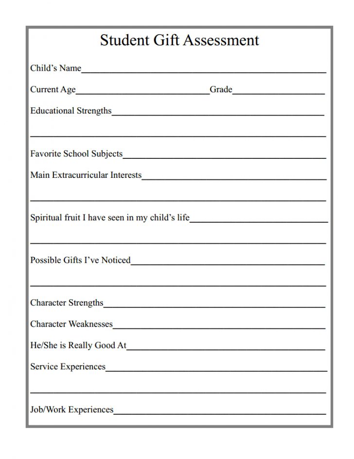 Free Printable Spiritual Gifts Test For Youth