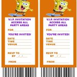 Spongebob: Free, Printable V.i.p. Ticket Style Spongebob Party   Spongebob Free Printable Invitations