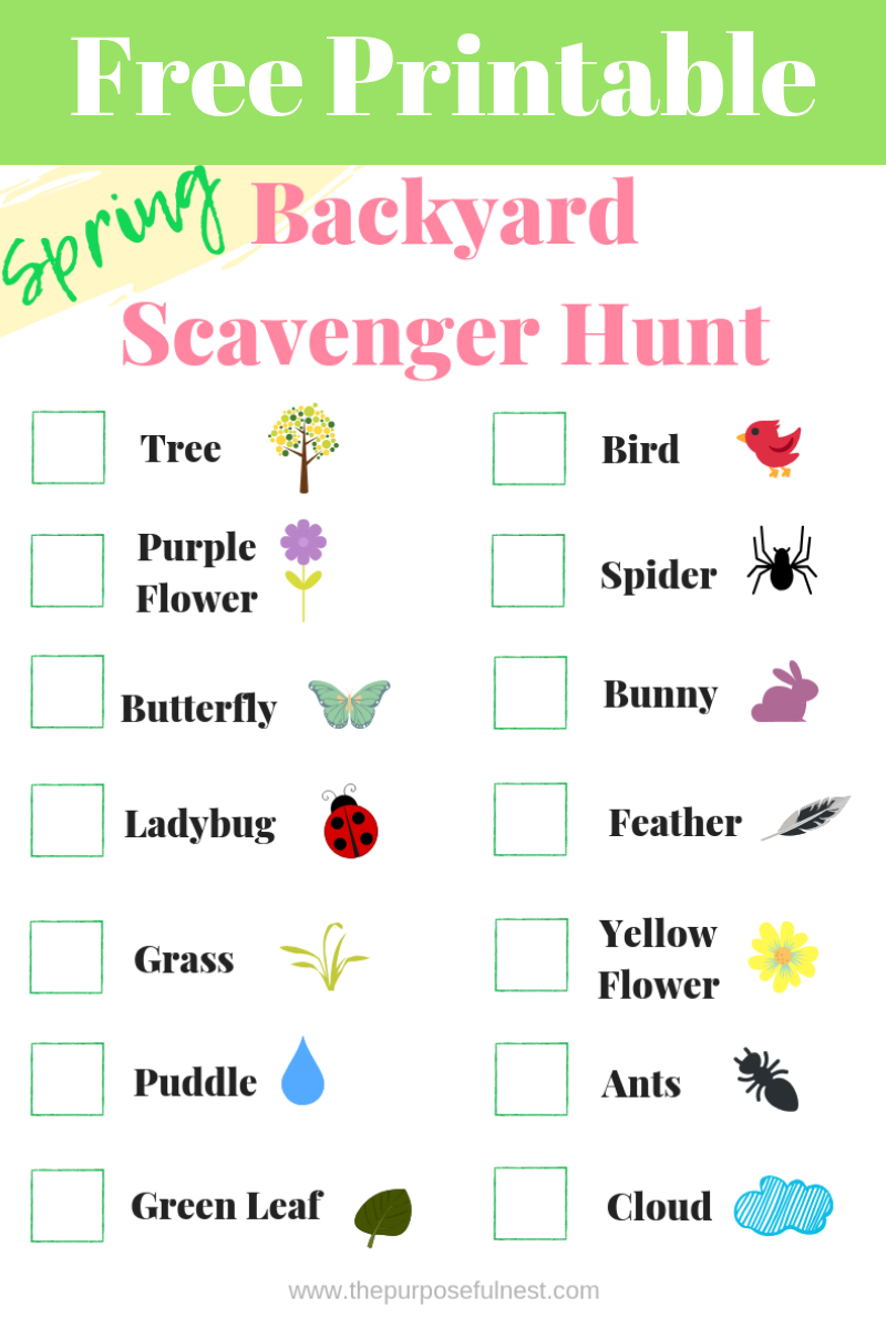 Spring Scavenger Hunt Printable | The Purposeful Nest - Free Printable Scavenger Hunt For Kids