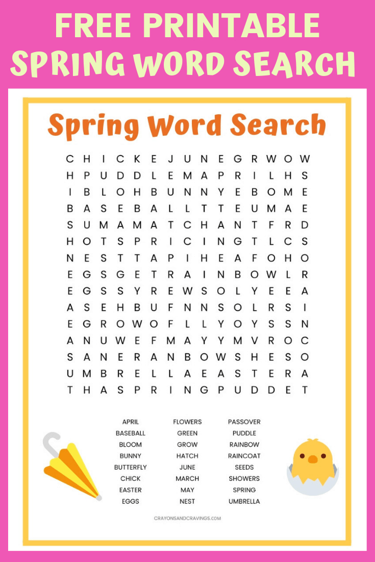 Spring Word Search Free Printable Worksheet For Kids - Free Printable Word Searches For Kids