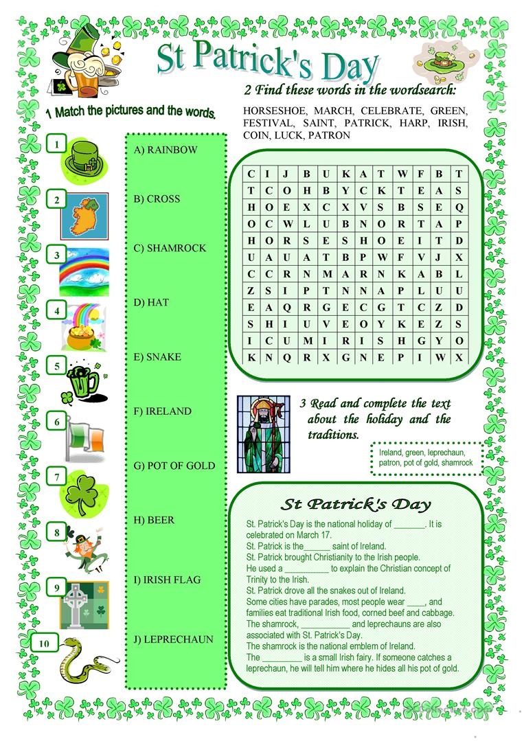 St Patrick&amp;#039;s Day Worksheet - Free Esl Printable Worksheets Made - Free Printable St Patrick Day Worksheets