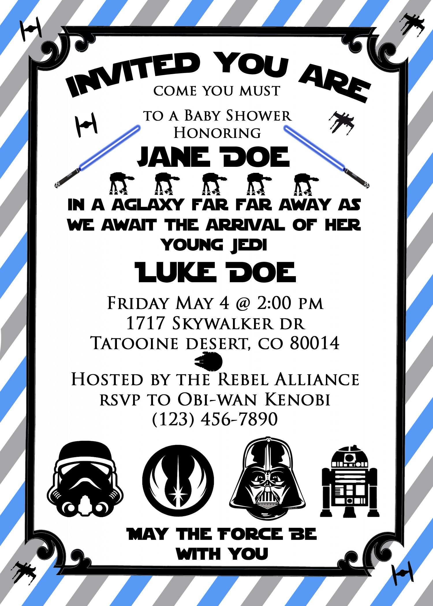 Star Wars Baby Shower Invite! So Cute For A Star Wars Themed Baby - Free Printable Star Wars Baby Shower Invites