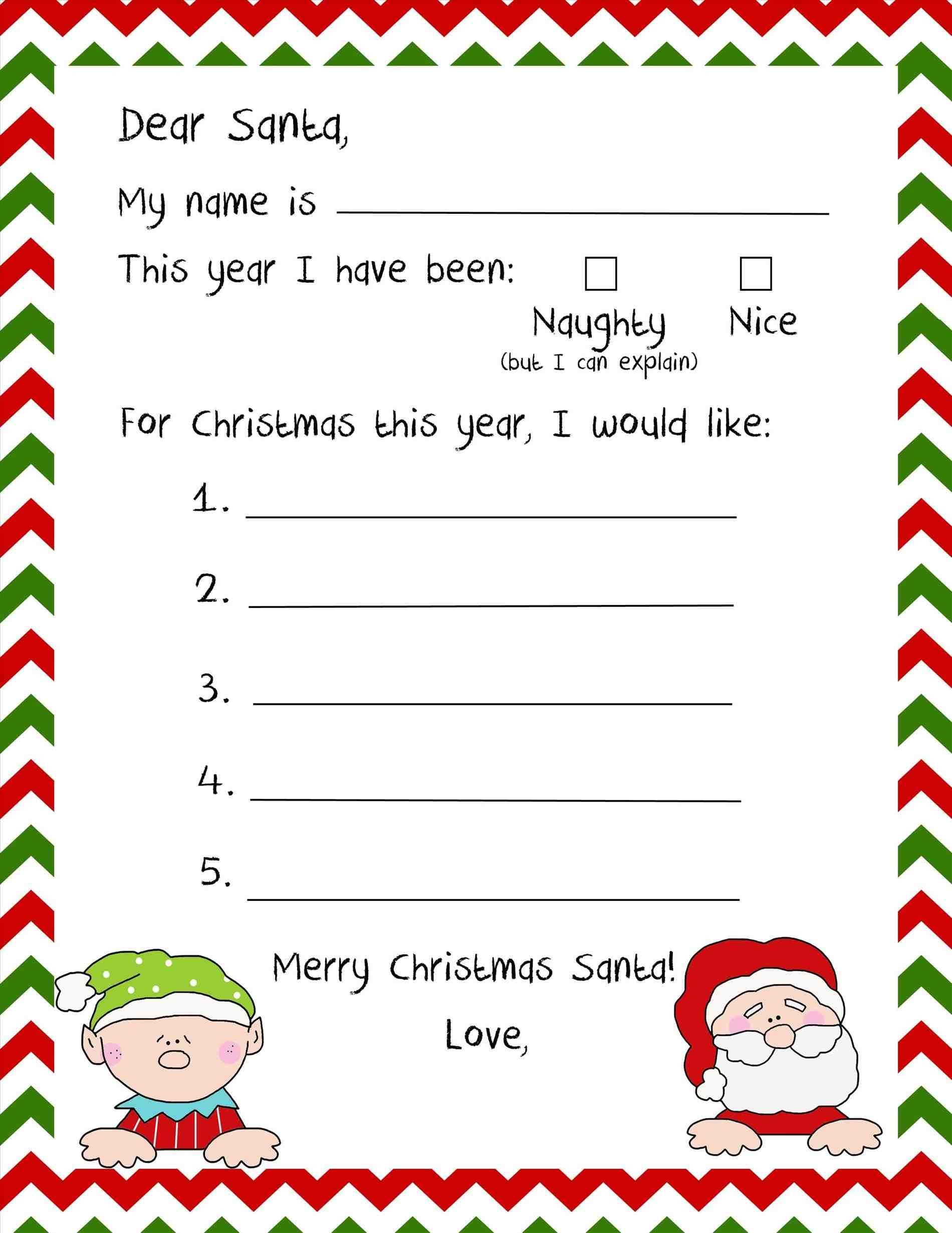 Free Printable Santa List Template