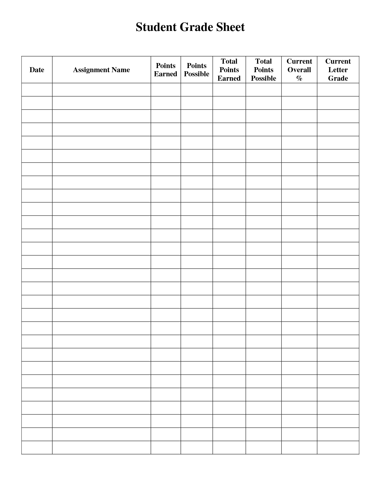 Student Grade Sheet Template | Betty | Teacher Grade Book, Grade - Free Printable Gradebook