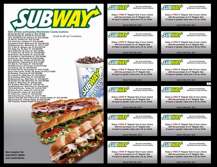 Free Printable Subway Coupons 2017