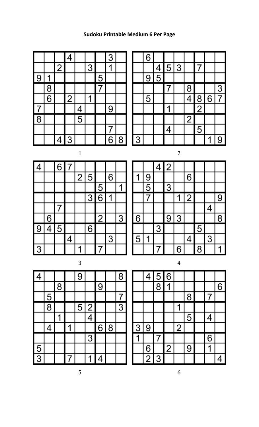 Sudoku Printable Medium 6 Per Pageaaron Woodyear - Issuu - Free Printable Sudoku 6 Per Page