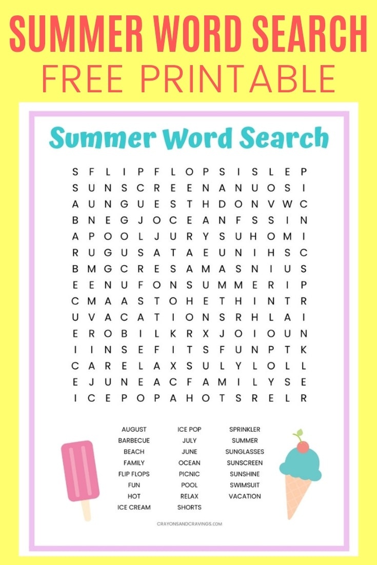 Summer Word Search Free Printable Worksheet For Kids - Free Printable Summer Puzzles