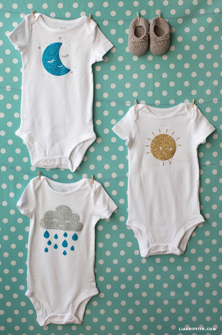 Sun, Moon, And Cloud Iron-Ons For Baby Onesies - Lia Griffith - Free Printable Onesie Pattern
