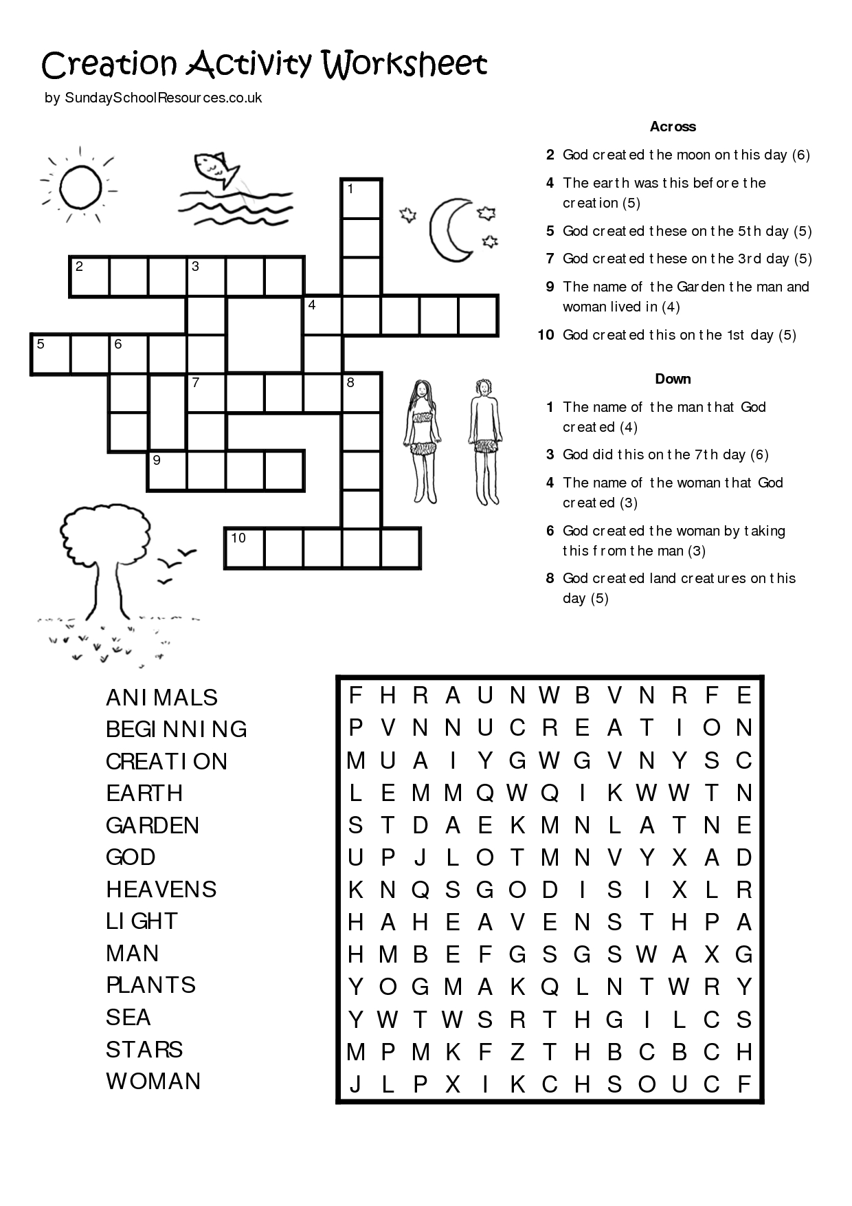 Sunday School Printables | Sunday School Worksheet | Kids Bible - Free Printable Sunday School Crossword Puzzles