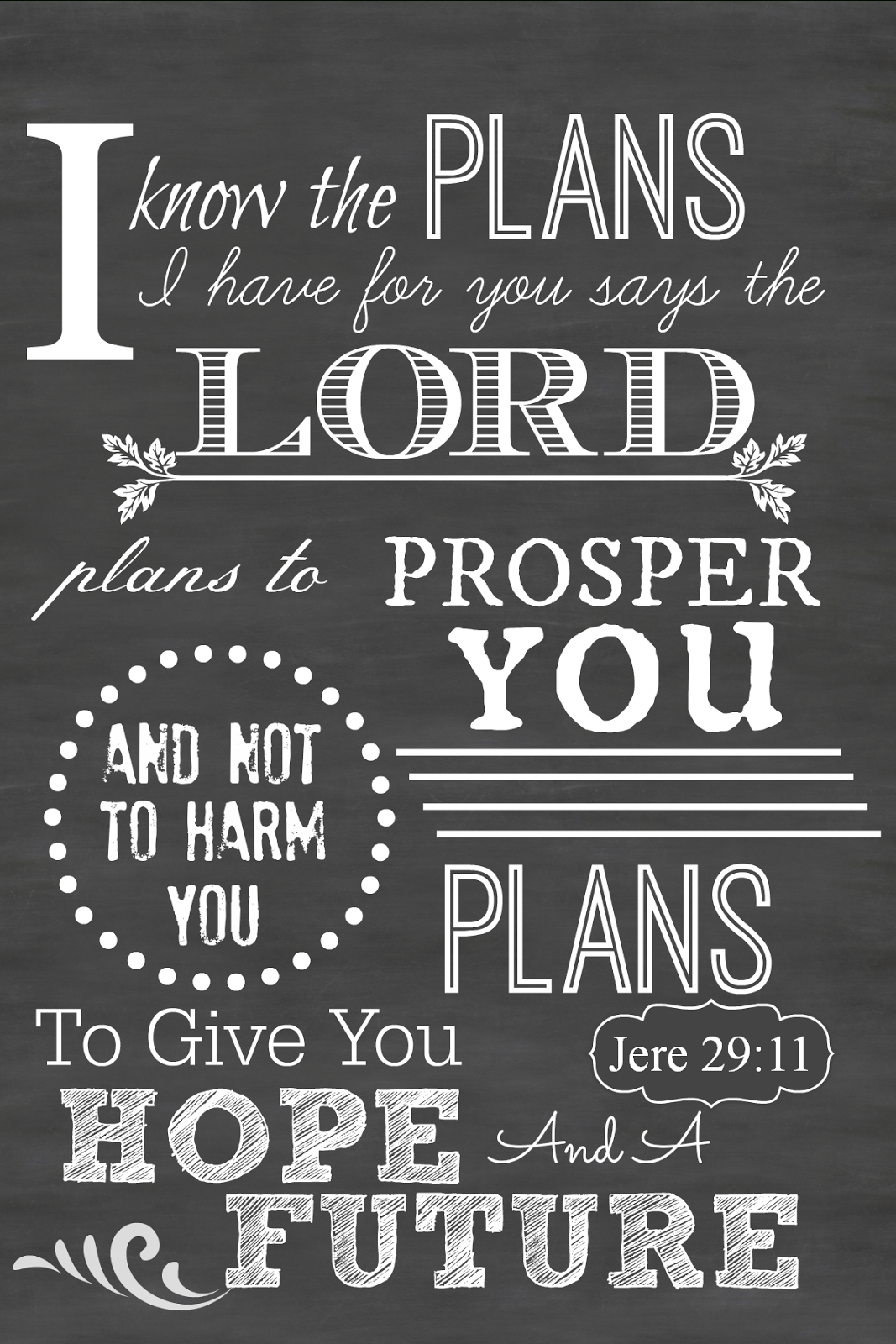 Sunday Scripture Printable Chalkboard Art | Inspiration - Jeremiah 29 11 Free Printable