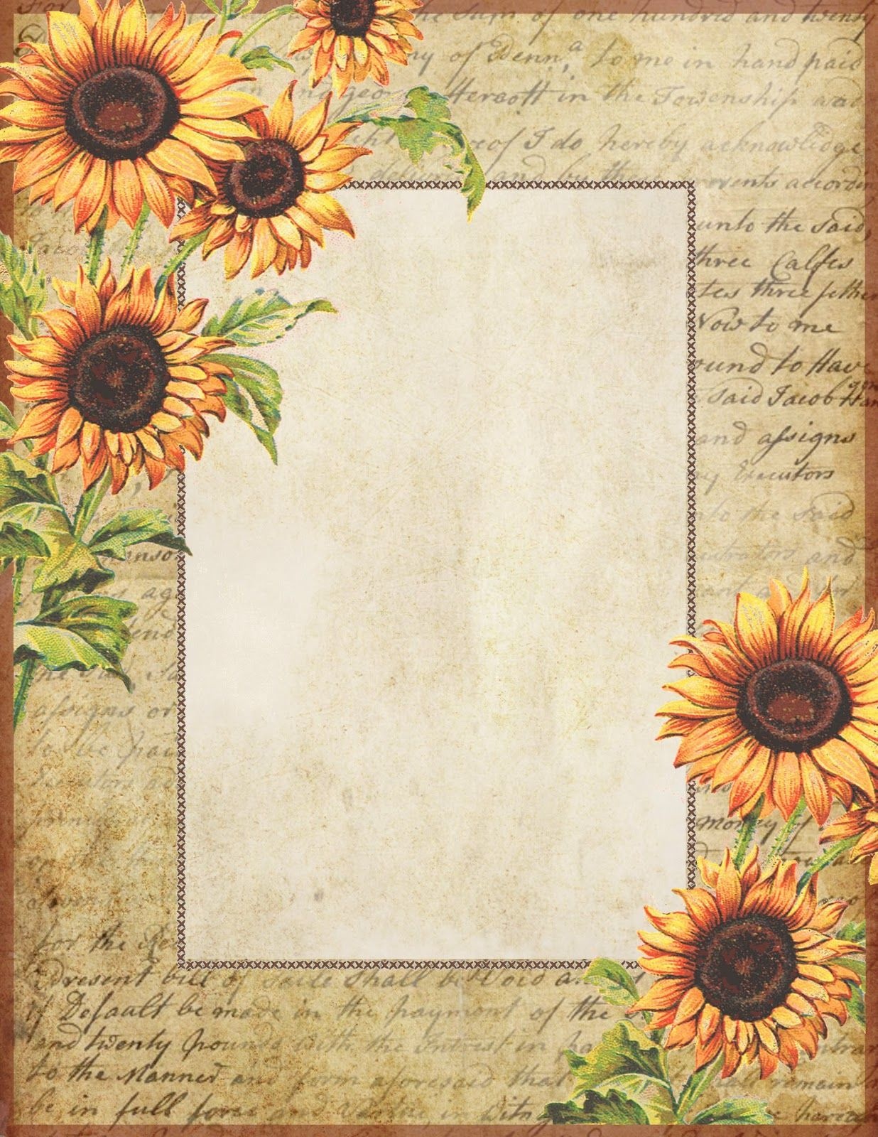 Sunflowers ~ Free Printable Stationery | Graphics: Lilac &amp;amp; Lavender - Free Printable Sunflower Stationery
