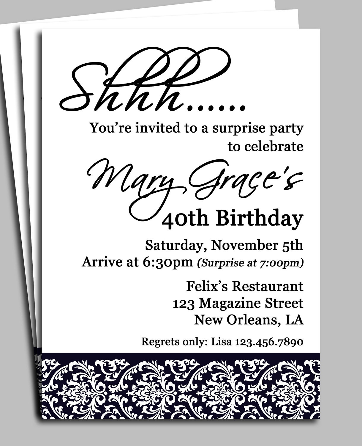 Surprise Birthday Party Invitation Wording For Adults — Birthday - Free Printable Surprise 40Th Birthday Party Invitations
