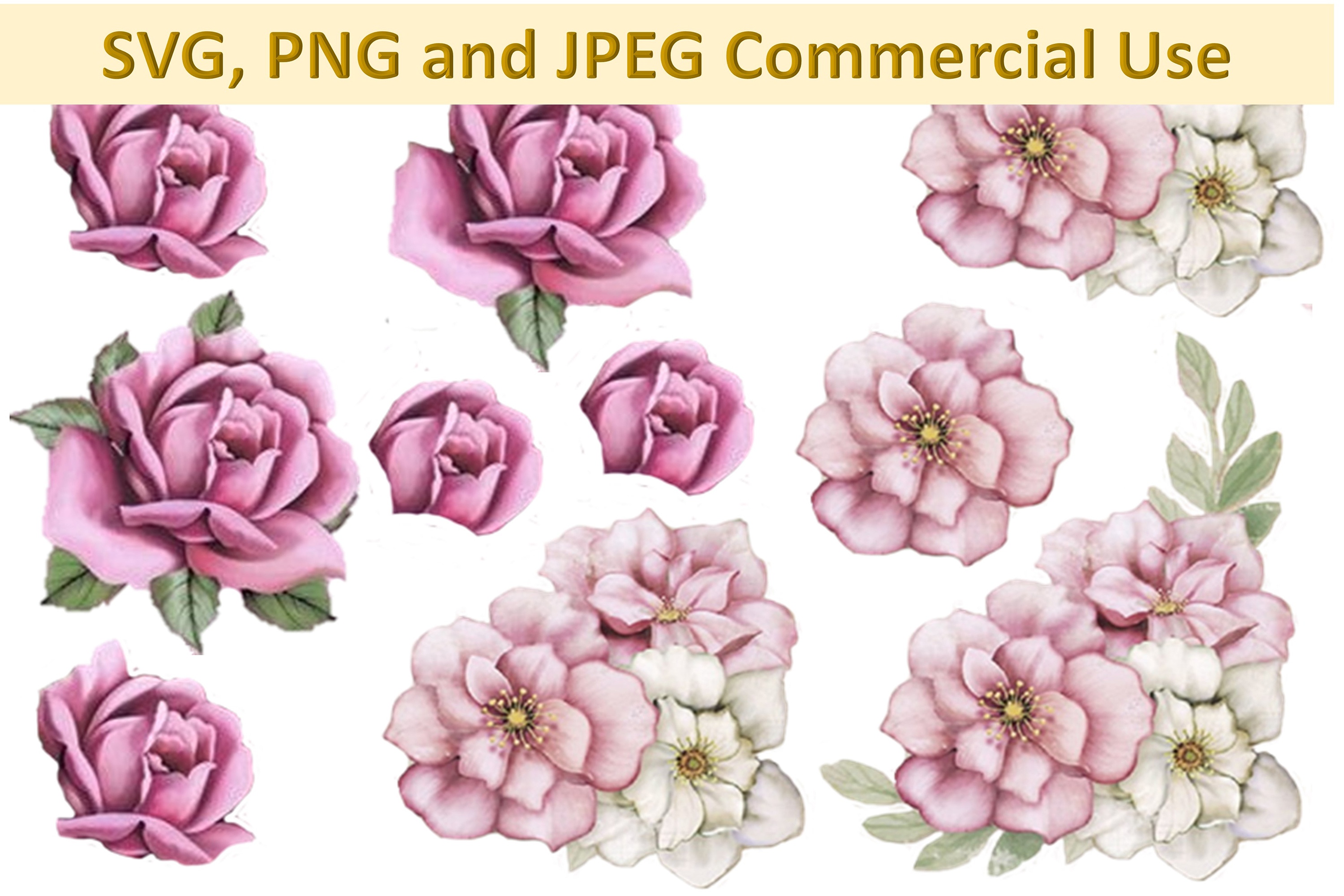 Svg, Png And Jpeg Decoupage, Collage Sheets Woodland Roses C - Free Printable Decoupage Images