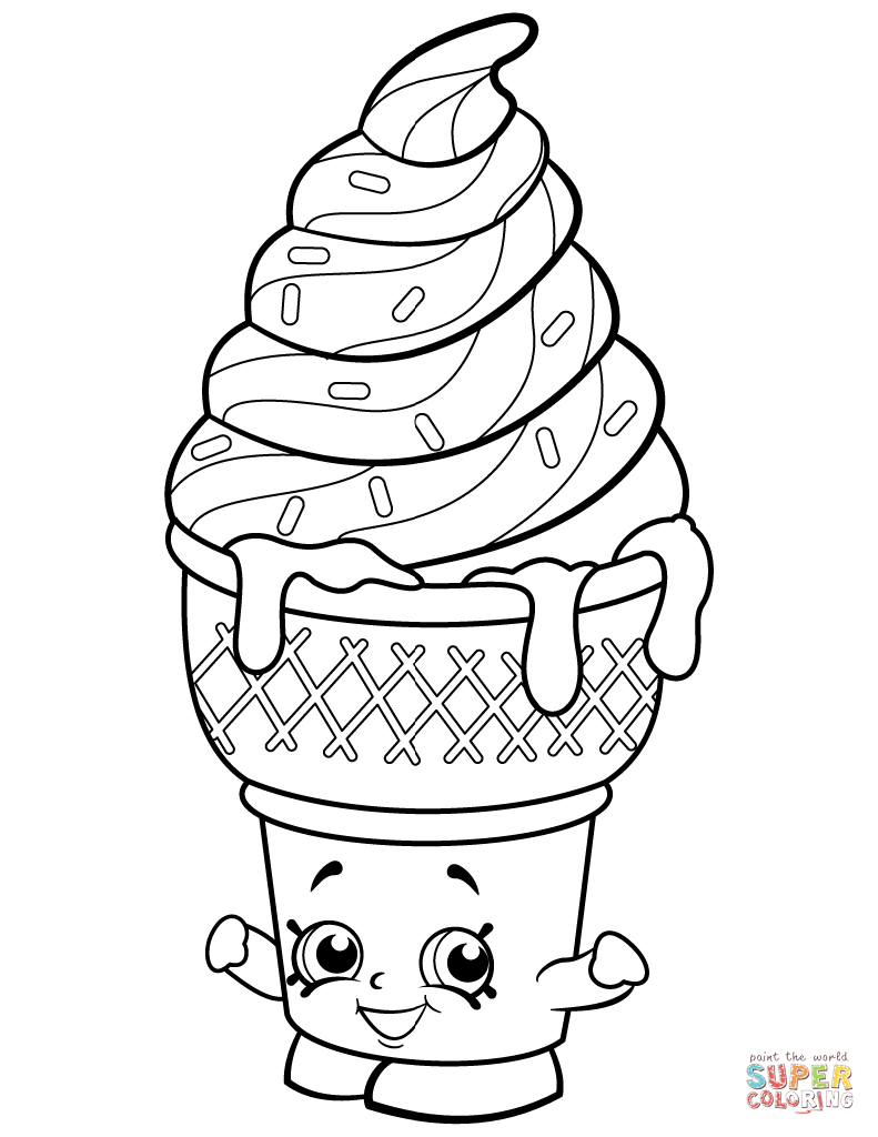 Sweet Ice Cream Dream Shopkin Coloring Page Free | Shopkins - Ice Cream Color Pages Printable Free