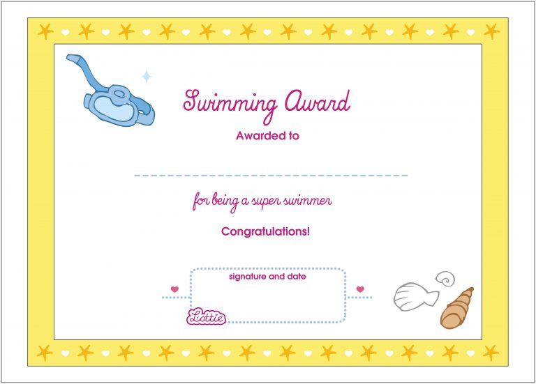 Swimming Printable Award Certificate – Lottie Dolls - Free Printable ...